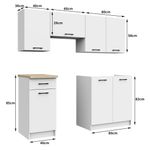 Casa si Gradina - Mobilier - Comode si corpuri - Corpuri bucatarie - Set mobila bucatarie Olivia 180 cm, cu blat stejar sonoma, PAL laminat, 5 corpuri, 180x46x203 cm, alb si gri beton - Infinity.ro