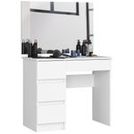 Casa si Gradina - Mobilier - Comode si corpuri - Masute de toaleta - Masa de toaleta si machiaj Stanga, cu oglinda mare, 4 sertare, PAL laminat 16 mm, 90x50x142 cm, alb - Infinity.ro