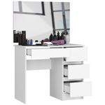 Casa si Gradina - Mobilier - Comode si corpuri - Masute de toaleta - Masa de toaleta si machiaj Dreapta, cu oglinda mare, 4 sertare, PAL laminat 16 mm, 90x50x142 cm, alb - Infinity.ro