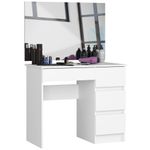 Casa si Gradina - Mobilier - Comode si corpuri - Masute de toaleta - Masa de toaleta si machiaj Dreapta, cu oglinda mare, 4 sertare, PAL laminat 16 mm, 90x50x142 cm, alb - Infinity.ro