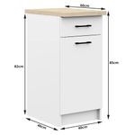 Casa si Gradina - Mobilier - Comode si corpuri - Corpuri bucatarie - Set mobila bucatarie Olivia 240 cm, cu blat stejar sonoma, PAL laminat, 7 corpuri, 240x45x203 cm, alb - Infinity.ro