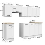 Casa si Gradina - Mobilier - Comode si corpuri - Corpuri bucatarie - Set mobila bucatarie Olivia 240 cm, cu blat stejar sonoma, PAL laminat, 7 corpuri, 240x45x203 cm, alb - Infinity.ro