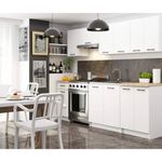 Casa si Gradina - Mobilier - Comode si corpuri - Corpuri bucatarie - Set mobila bucatarie Olivia 240 cm, cu blat stejar sonoma, PAL laminat, 7 corpuri, 240x45x203 cm, alb - Infinity.ro