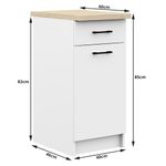 Casa si Gradina - Mobilier - Comode si corpuri - Corpuri bucatarie - Set mobila bucatarie Olivia 180 cm, cu blat stejar sonoma, PAL laminat, 5 corpuri, 180x46x203 cm, alb si gri beton - Infinity.ro