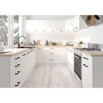Casa si Gradina - Mobilier - Comode si corpuri - Corpuri bucatarie - Set mobila bucatarie Olivia 180 cm, cu blat stejar sonoma, PAL laminat, 5 corpuri, 180x46x203 cm, alb si gri beton - Infinity.ro