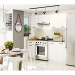 Casa si Gradina - Mobilier - Comode si corpuri - Corpuri bucatarie - Set mobila bucatarie Olivia 180 cm, cu blat stejar sonoma, PAL laminat, 5 corpuri, 180x46x203 cm, alb si gri beton - Infinity.ro