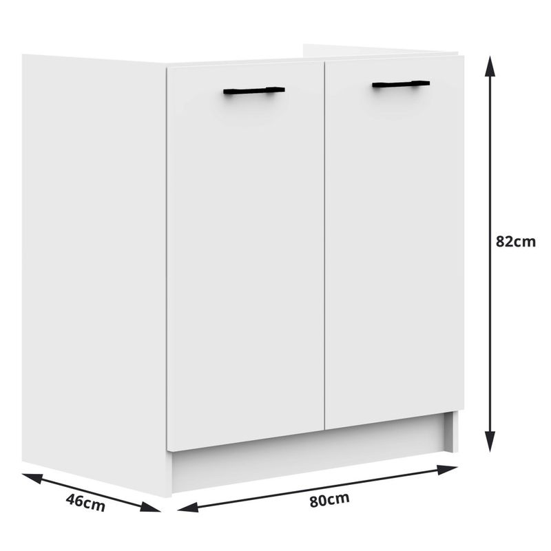 Casa si Gradina - Mobilier - Comode si corpuri - Corpuri bucatarie - Set mobila bucatarie Olivia 180 cm, cu blat stejar sonoma, PAL laminat, 5 corpuri, 180x46x203 cm, alb si gri beton - Infinity.ro