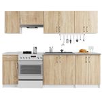 Casa si Gradina - Mobilier - Comode si corpuri - Corpuri bucatarie - Set mobila bucatarie Lima 240 cm, cu blat alb, PAL laminat, 7 corpuri, 240x45x203 cm, stejar sonoma - Infinity.ro