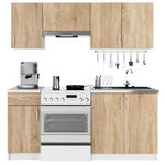 Casa si Gradina - Mobilier - Comode si corpuri - Corpuri bucatarie - Set mobila bucatarie Lima 180 cm, cu blat alb, PAL laminat, 5 corpuri, 180x45x203 cm, stejar sonoma - Infinity.ro