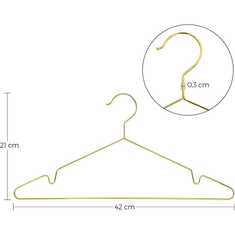 Casa si Gradina - Mobilier - Organizare si depozitare - Umerase si valeti - Set de 20 de umerase metalice cu finisaj cromat, design slim antiderapant, 42 cm, auriu - Infinity.ro