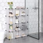Casa si Gradina - Mobilier - Mobilier baie - Corpuri baie - Biblioteca modulara cu 12 compartimente, rafturi cubice din plastic, montaj rapid, 93x31x123 cm, alb transparent - Infinity.ro