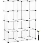 Casa si Gradina - Mobilier - Mobilier baie - Corpuri baie - Biblioteca modulara cu 12 compartimente, rafturi cubice din plastic, montaj rapid, 93x31x123 cm, alb transparent - Infinity.ro