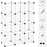 Casa si Gradina - Mobilier - Mobilier baie - Corpuri baie - Biblioteca modulara cu 12 compartimente, rafturi cubice din plastic, montaj rapid, 93x31x123 cm, alb transparent - Infinity.ro