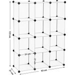 Casa si Gradina - Mobilier - Mobilier baie - Corpuri baie - Biblioteca modulara cu 12 compartimente, rafturi cubice din plastic, montaj rapid, 93x31x123 cm, alb transparent - Infinity.ro