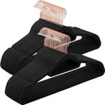 Casa si Gradina - Mobilier - Organizare si depozitare - Umerase si valeti - Set de 50 de umerase pentru haine, anti-alunecare cu catifea, bara de cravata si carlig pivotant, 43,5 cm, negru - Infinity.ro