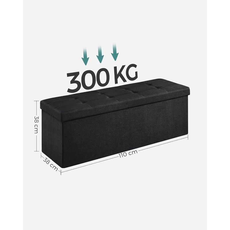 Casa si Gradina - Mobilier - Scaune si fotolii - Fotolii - Bancheta pliabila cu spatiu de depozitare 110x38x38 cm, MDF si material textil, capacitate 300 kg, negru - Infinity.ro