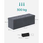 Casa si Gradina - Mobilier - Scaune si fotolii - Fotolii - Bancuta pliabila cu spatiu de depozitare, catifea matlasata, 38x110x38 cm, capacitate 300 kg, gri - Infinity.ro