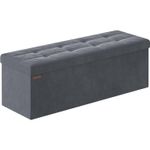 Casa si Gradina - Mobilier - Scaune si fotolii - Fotolii - Bancuta pliabila cu spatiu de depozitare, catifea matlasata, 38x110x38 cm, capacitate 300 kg, gri - Infinity.ro