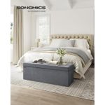 Casa si Gradina - Mobilier - Scaune si fotolii - Fotolii - Bancuta pliabila cu spatiu de depozitare, catifea matlasata, 38x110x38 cm, capacitate 300 kg, gri - Infinity.ro
