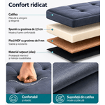 Casa si Gradina - Mobilier - Scaune si fotolii - Fotolii - Bancuta pliabila cu spatiu de depozitare, catifea matlasata, 38x110x38 cm, capacitate 300 kg, gri - Infinity.ro