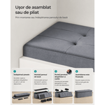 Casa si Gradina - Mobilier - Scaune si fotolii - Fotolii - Bancuta pliabila cu spatiu de depozitare, catifea matlasata, 38x110x38 cm, capacitate 300 kg, gri - Infinity.ro