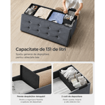 Casa si Gradina - Mobilier - Scaune si fotolii - Fotolii - Bancuta pliabila cu spatiu de depozitare, catifea matlasata, 38x110x38 cm, capacitate 300 kg, gri - Infinity.ro
