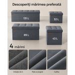 Casa si Gradina - Mobilier - Scaune si fotolii - Fotolii - Bancuta pliabila cu spatiu de depozitare, catifea matlasata, 38x110x38 cm, capacitate 300 kg, gri - Infinity.ro