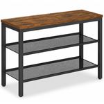 Casa si Gradina - Mobilier - Dulapuri si sifoniere - Dulapuri pantofi - Banca pentru pantofi 3 rafturi, cu polite metalice si blat PAL, cadru otel, 75x28x50 cm, maro rustic - Infinity.ro
