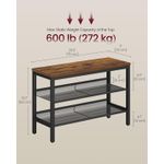 Casa si Gradina - Mobilier - Dulapuri si sifoniere - Dulapuri pantofi - Banca pentru pantofi 3 rafturi, cu polite metalice si blat PAL, cadru otel, 75x28x50 cm, maro rustic - Infinity.ro