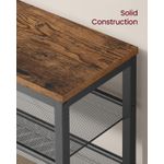 Casa si Gradina - Mobilier - Dulapuri si sifoniere - Dulapuri pantofi - Banca pentru pantofi 3 rafturi, cu polite metalice si blat PAL, cadru otel, 75x28x50 cm, maro rustic - Infinity.ro