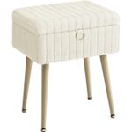 Casa si Gradina - Mobilier - Scaune si fotolii - Fotolii - Taburet cu spatiu de depozitare si picioare metalice, tapitat, maxim 200 kg, 40x30x50 cm, alb crem - Infinity.ro