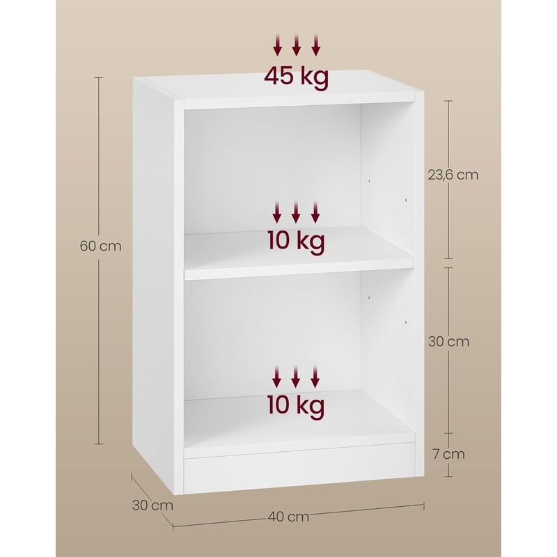 Casa si Gradina - Mobilier - Comode si corpuri - Noptiere - Noptiera cu compartimente deschise si raft reglabil, stil minimalist, MDF si PAL, 40x30x60 cm, alb - Infinity.ro