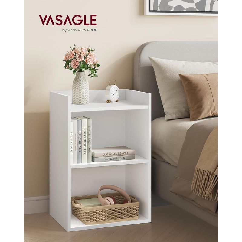 Casa si Gradina - Mobilier - Comode si corpuri - Noptiere - Noptiera cu compartimente deschise si raft reglabil, stil minimalist, MDF si PAL, 40x30x60 cm, alb - Infinity.ro