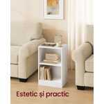 Casa si Gradina - Mobilier - Comode si corpuri - Noptiere - Noptiera cu compartimente deschise si raft reglabil, stil minimalist, MDF si PAL, 40x30x60 cm, alb - Infinity.ro