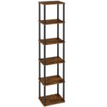 Casa si Gradina - Mobilier - Biblioteci si rafturi - Biblioteci - Biblioteca cu 6 rafturi, cadru metalic, stil industrial, 38x24x173 cm, maro rustic - Infinity.ro
