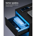 Casa si Gradina - Mobilier - Comode si corpuri - Noptiere - Noptiera cu iluminare LED reglabila, prize si porturi USB, sertar si raft, MDF si PAL, 40x35x55 cm, negru - Infinity.ro