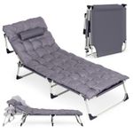 Casa si Gradina - Gradina si terasa - Mobilier exterior - Scaune si sezlonguri gradina - Sezlong gradina pliabil cu saltea groasa si perna, spatar reglabil, maxim 120 kg, 67x193x77 cm, gri - Infinity.ro