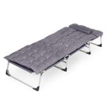 Casa si Gradina - Gradina si terasa - Mobilier exterior - Scaune si sezlonguri gradina - Sezlong gradina pliabil cu saltea groasa si perna, spatar reglabil, maxim 120 kg, 67x193x77 cm, gri - Infinity.ro