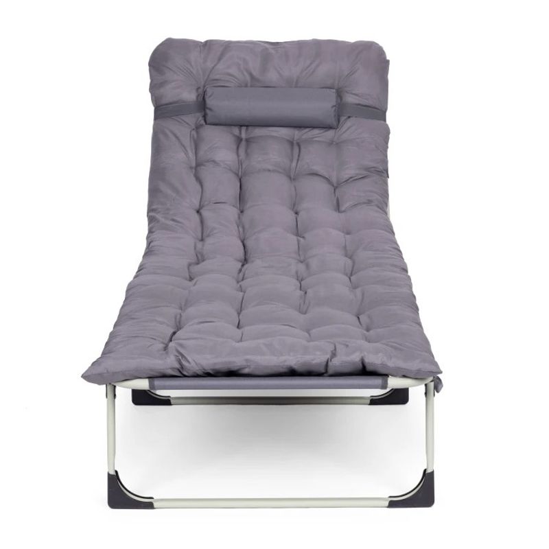 Casa si Gradina - Gradina si terasa - Mobilier exterior - Scaune si sezlonguri gradina - Sezlong gradina pliabil cu saltea groasa si perna, spatar reglabil, maxim 120 kg, 67x193x77 cm, gri - Infinity.ro