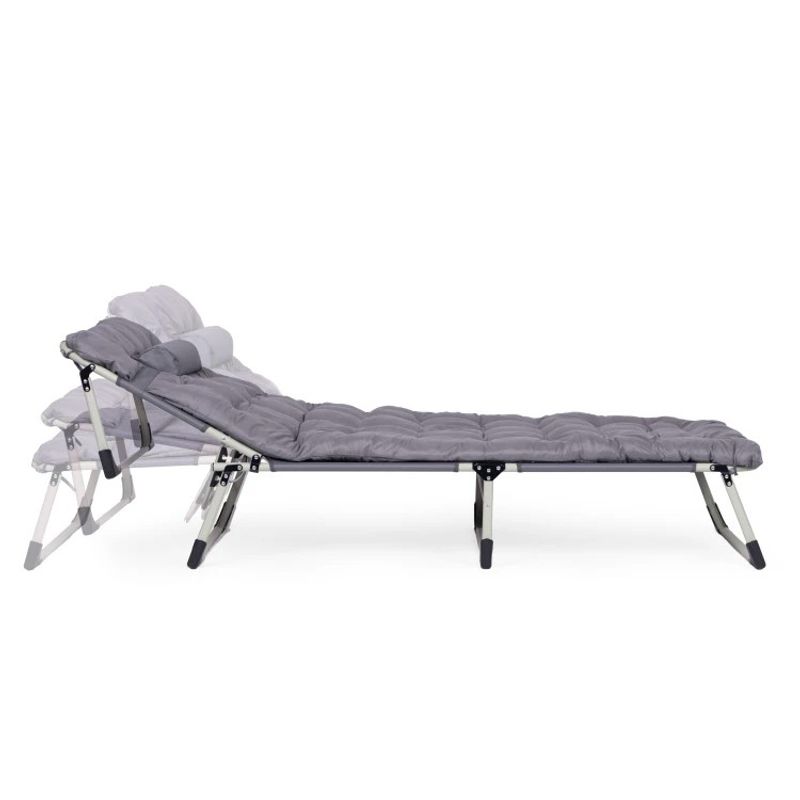 Casa si Gradina - Gradina si terasa - Mobilier exterior - Scaune si sezlonguri gradina - Sezlong gradina pliabil cu saltea groasa si perna, spatar reglabil, maxim 120 kg, 67x193x77 cm, gri - Infinity.ro