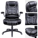 Casa si Gradina - Mobilier - Scaune si fotolii - Scaune - Scaun de birou ergonomic cu tetiera, spatar inalt, brate rabatabile, maxim 150 kg, 76x70x(111-121) cm, negru - Infinity.ro