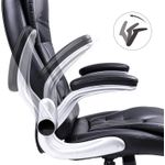 Casa si Gradina - Mobilier - Scaune si fotolii - Scaune - Scaun de birou ergonomic cu tetiera, spatar inalt, brate rabatabile, maxim 150 kg, 76x70x(111-121) cm, negru - Infinity.ro