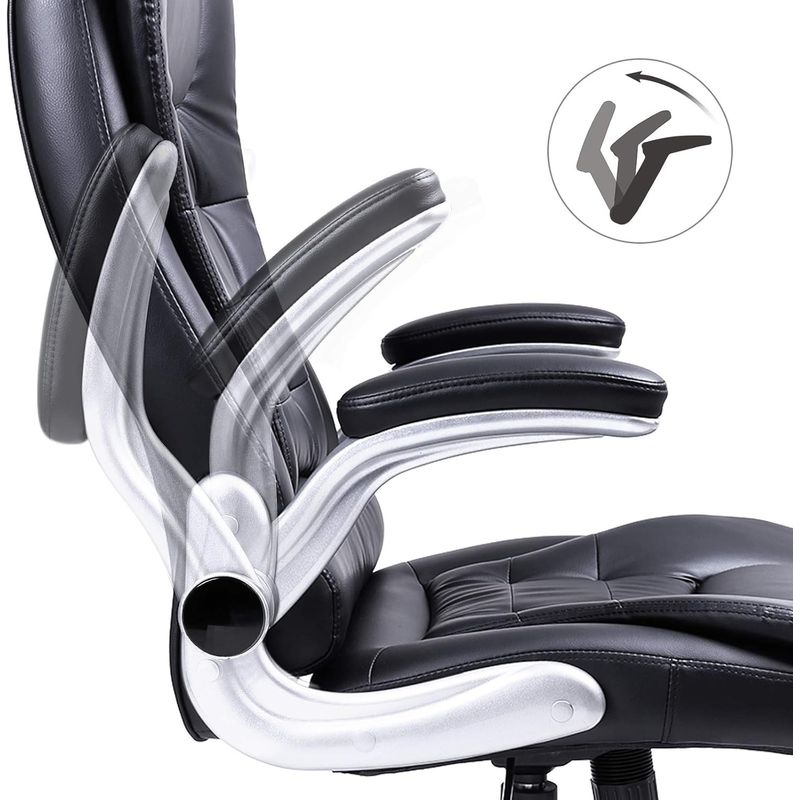 Casa si Gradina - Mobilier - Scaune si fotolii - Scaune - Scaun de birou ergonomic cu tetiera, spatar inalt, brate rabatabile, maxim 150 kg, 76x70x(111-121) cm, negru - Infinity.ro