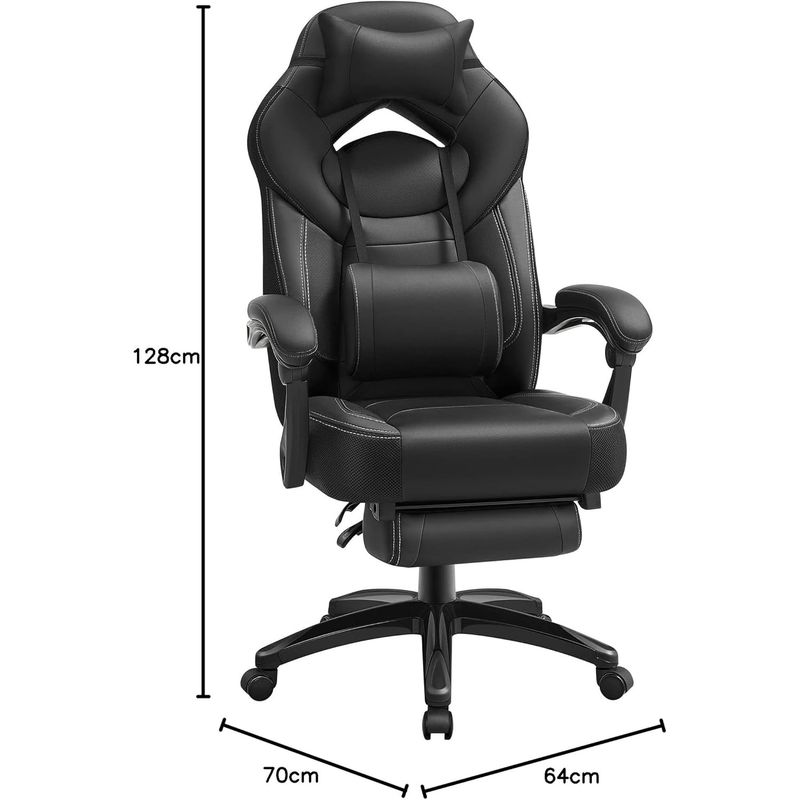 Casa si Gradina - Mobilier - Scaune si fotolii - Scaune - Scaun gaming ergonomic cu suport pentru picioare, tetiera reglabila si suport lombar, maxim 150 kg, 70x64x128 cm, negru - Infinity.ro