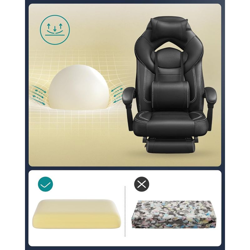 Casa si Gradina - Mobilier - Scaune si fotolii - Scaune - Scaun gaming ergonomic cu suport pentru picioare, tetiera reglabila si suport lombar, maxim 150 kg, 70x64x128 cm, negru - Infinity.ro