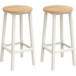 Casa si Gradina - Mobilier - Scaune si fotolii - Scaune - Set 2 scaune bar inalte, sezut rotund, cadru din otel, inaltime 65 cm, stil industrial, stejar bej - Infinity.ro