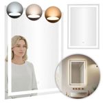 Casa si Gradina - Mobilier - Mobilier baie - Corpuri baie - Oglinda baie LED dreptunghiulara cu functie anti-aburire, iluminare reglabila cu control tactil, 50x70 cm - Infinity.ro