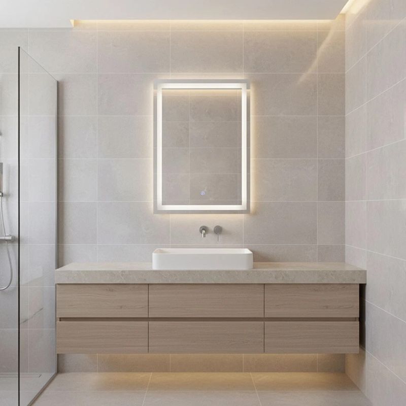 Casa si Gradina - Mobilier - Mobilier baie - Corpuri baie - Oglinda baie LED dreptunghiulara cu functie anti-aburire, iluminare reglabila cu control tactil, 50x70 cm - Infinity.ro