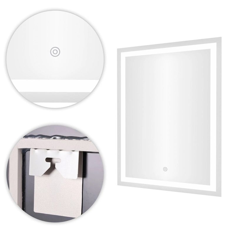 Casa si Gradina - Mobilier - Mobilier baie - Corpuri baie - Oglinda baie LED dreptunghiulara cu functie anti-aburire, iluminare reglabila cu control tactil, 50x70 cm - Infinity.ro