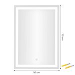 Casa si Gradina - Mobilier - Mobilier baie - Corpuri baie - Oglinda baie LED dreptunghiulara cu functie anti-aburire, iluminare reglabila cu control tactil, 50x70 cm - Infinity.ro